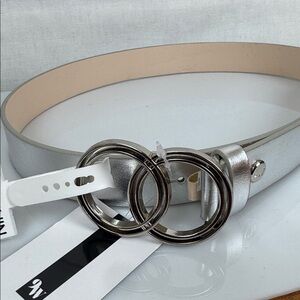Nine West Silver Belt with silver buckle emblem detail medium NWT $28